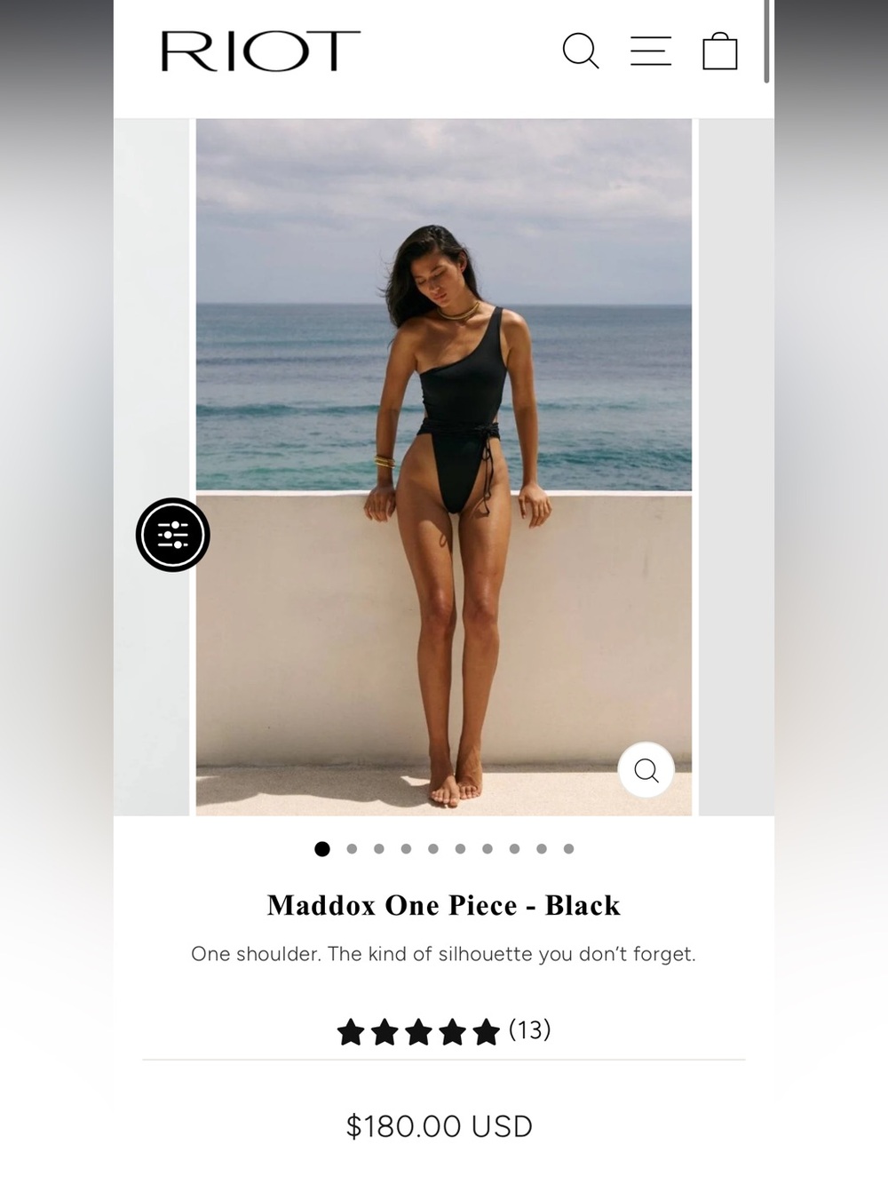 Riot Swim One Shoulder Maddox One Piece in space grey